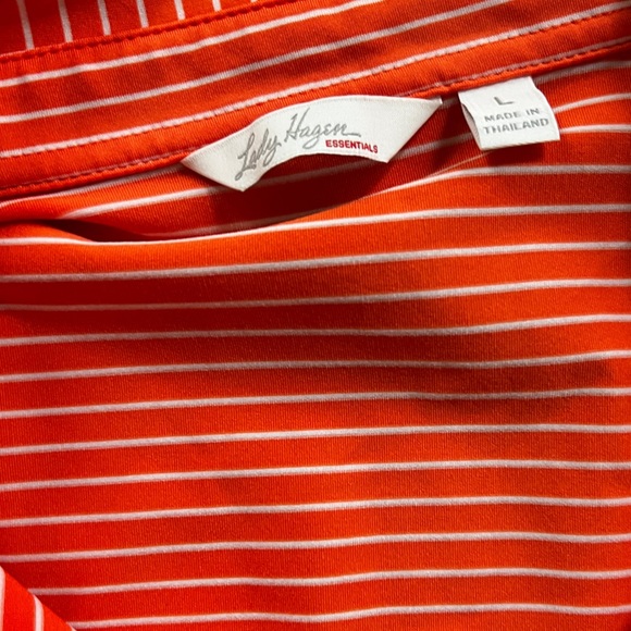 Lady Hagen Essential Orange & White Polo Top Short Sleeve Size Large - Picture 3 of 4